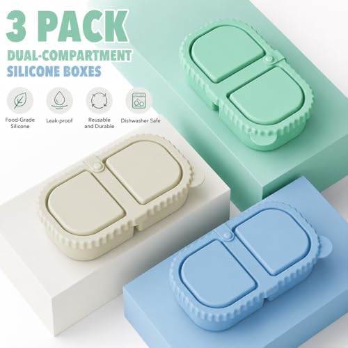 YQL 3 Pack 8 oz Silicone Snack Containers with Lids,Small Snack Box
