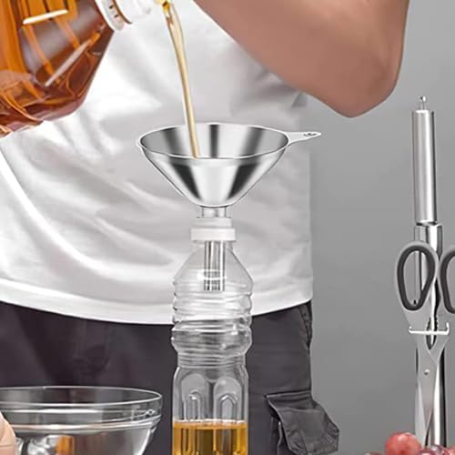 Stainless Steel Funnel Set, Three Sizes for Kitchen Liquid Transfer