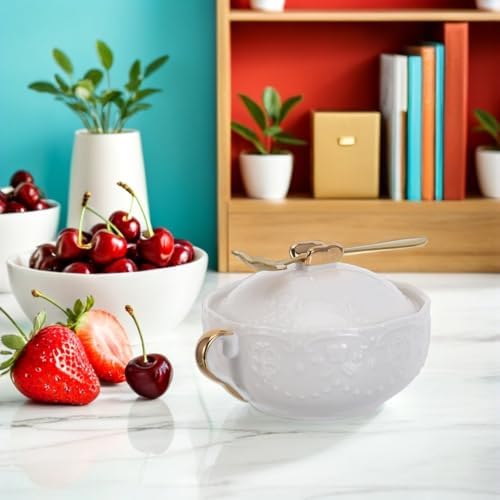 BESTOYARD Ceramic Dessert Bowl Double Handles 6.29X4.09X3.34in