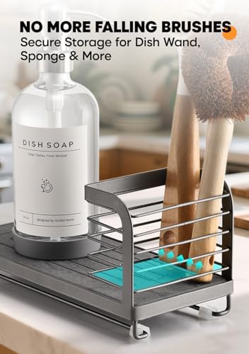 Kitchen Soap Dispenser Set with Drying Tray, 16oz Glass Bottles