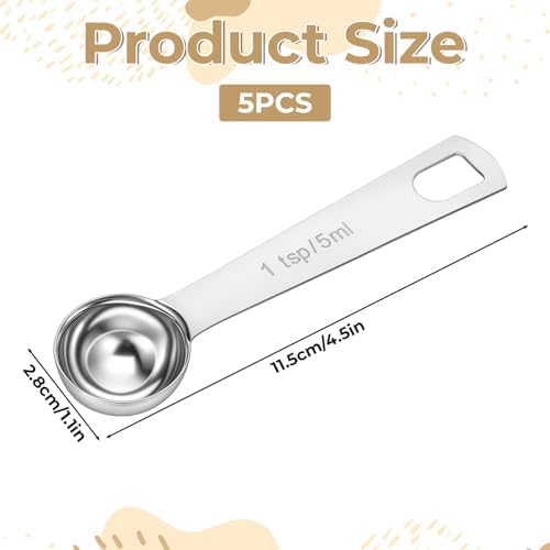 5 Pcs 1 Teaspoon Measuring Spoons, 5 ml/1Tsp/1/3 Tablespoon/5 cc