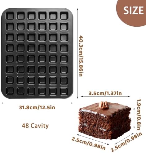 2 Pcs Mini Brownie Bites Pan with Dividers 48 Cavity