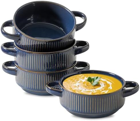 Soup Bowls with Handles, 23 oz French Onion Soup Crocks, Stackable