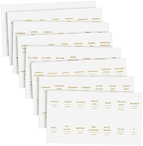 Talented Kitchen 140 Pack Minimalist Spice Jar Labels - Preprinted