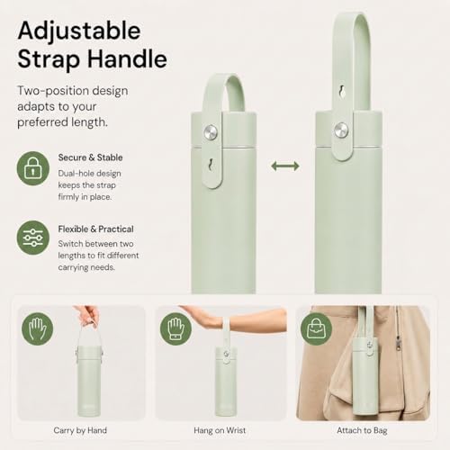Exllena 【Upgraded】 Small Insulated Water Bottle 10oz with Adjustable