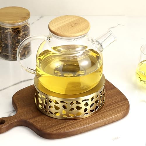 QWORK Tea Kettle Warmer, Brushed Stainless Steel Tea Kettle, Hollow