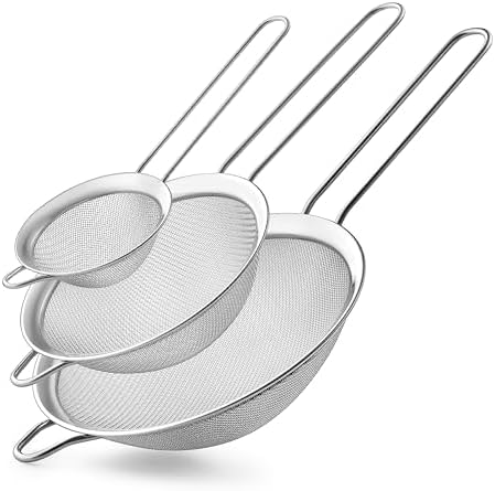 3 PCS Fine Mesh Strainer, Metal Wire Sieve with Handlle for Kitchen