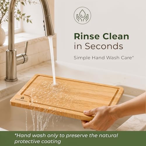 Bamboo Cutting Boards for Kitchen Set of 3, Deep Juice Grooves &