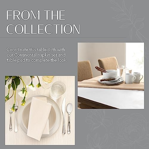 Continental Solid Texture Water Resistant Tablecloth, Ivory - 60" W x
