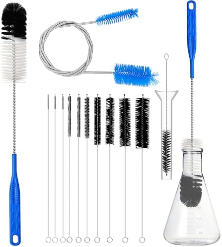 12Pcs Glass Tube Pipe Cleaners Brush Kit,Long Nylon Straw Brush