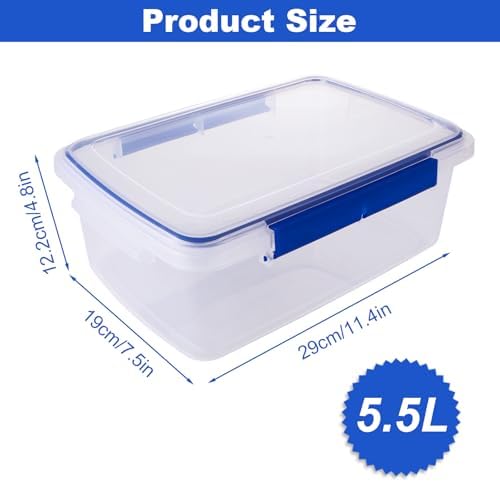 2 Pcs Large Food Storage Containers with Airtight Lid, 5.5L Reusable