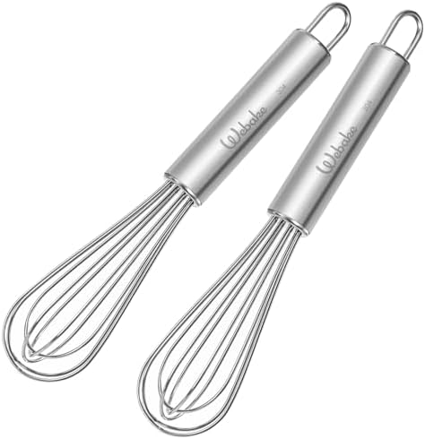 Webake 7.5" Stainless Steel Mini Whisks, 304 Small Metal Whisk for
