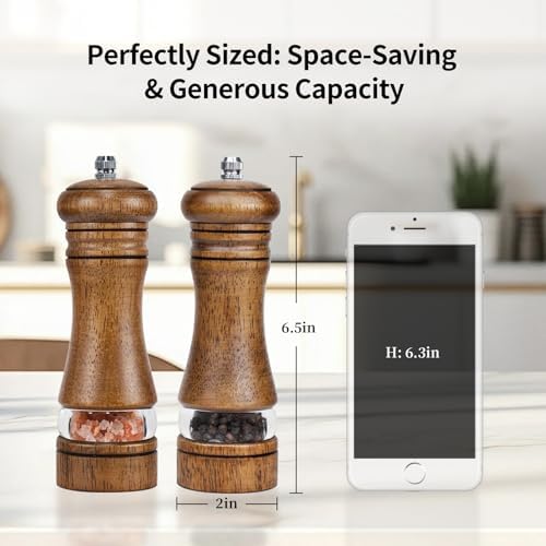 Haomacro Wood Manual Salt and Pepper Grinder Set