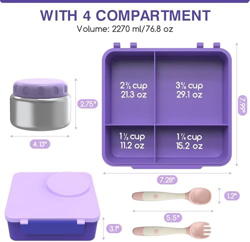 Bento Box for Kids - Leak-Proof Bento Lunch Box with Insulated Thermo