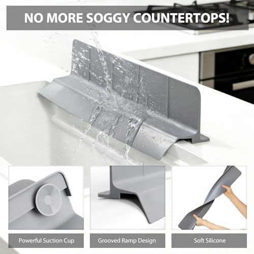 Silicone Sink Splash Guard for Kitchen, Dark Grey, 23''x3.5''