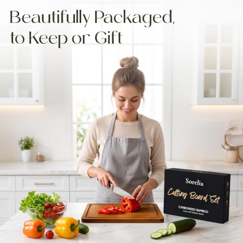 3-Piece Bamboo Cutting Boards - Large Wood Cutting Boards for Kitchen