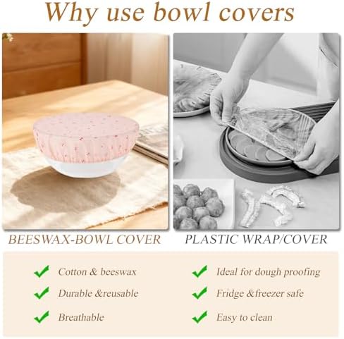 Reusable Beeswax Bowl Covers for Bread Proofing, 12 Inch