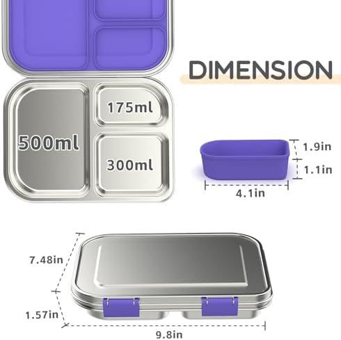 BOSEDSANG Stainless Steel Kids Leak-Resistant Bento Lunch Box