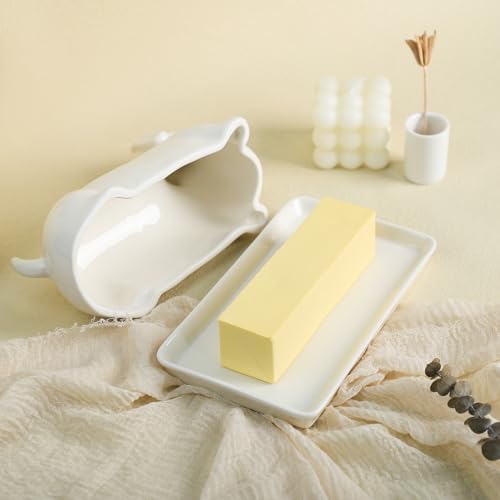 Colias Wing 3D Dachshund Shaped Ceramic Butter Dish with Lid Butter