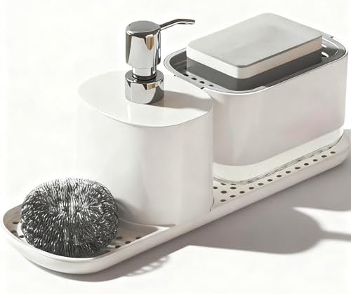 Kitchen Soap Dispenser Set with Tray, 4-in-1 Dual Hand and Dish Soap