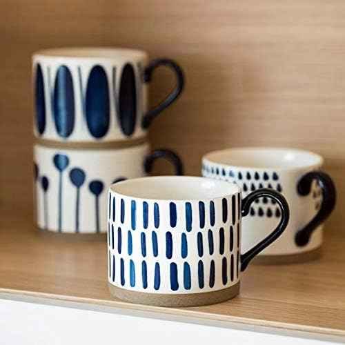 Koja Colorful Hand Painted Ceramic Mugs, 16 oz, Set of 4, Dishwasher