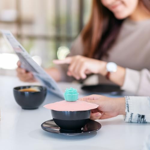 uxcell Silicone Cup Lids, 3-Piece, Rose Pattern