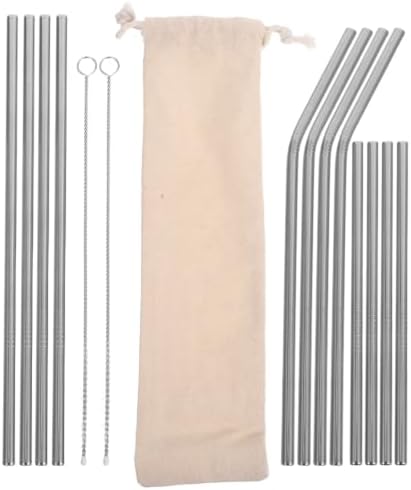 Drinking Straws Set with Cleaning Brushes and Case Stainless Steel
