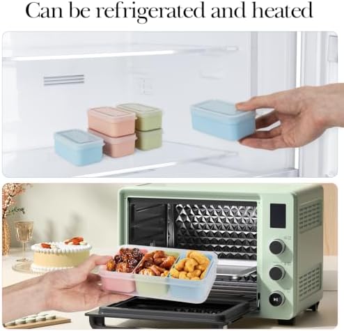 Linkidea 4 Set Mini Snack Containers with 3 Removable Compartments