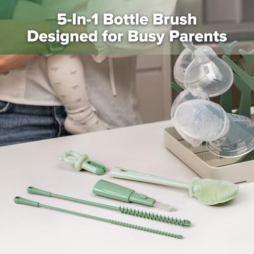 Haakaa 5-in-1 Cleaning Brush Set – Baby Bottle Brush & Bottle Brush