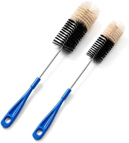 17 Inch Long Handle Bottle Brush, 2 Pack, 2" & 1.3" Brush Heads