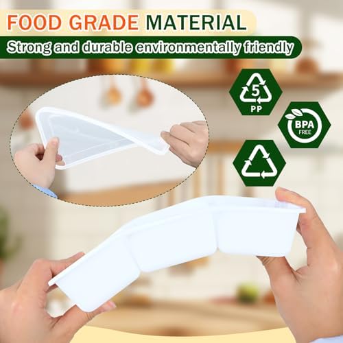 20 Sets Reusable Snack Containers Meal Prep Containers 3 Compartment