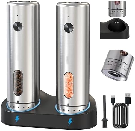 Electric Salt and Pepper Grinder Set, Rechargeable, 110ml