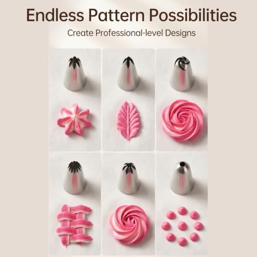 120PCs Piping Bags and Tips Set, Cake Decorating Kit for Beginner &