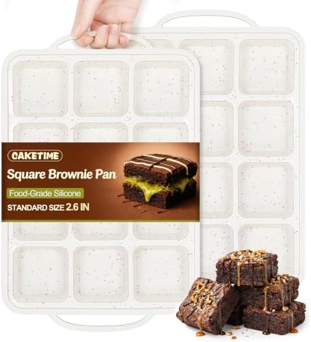 CAKETIME Silicone Brownie Pan with Dividers Metal Reinforced Frame