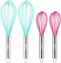Webake 8 Inch and 10 Inch Silicone Whisk Set of 4, Egg Beater Whisk