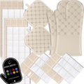 Oven Mitts Kitchen Towels Dishcloths with Pot Holders Sets 12PCS, Dish