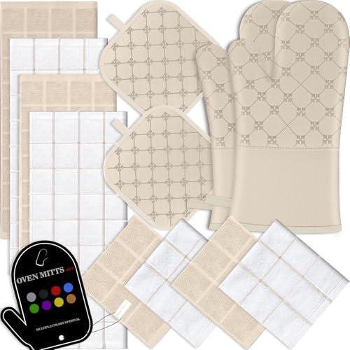 Oven Mitts Kitchen Towels Dishcloths with Pot Holders Sets 12PCS, Dish