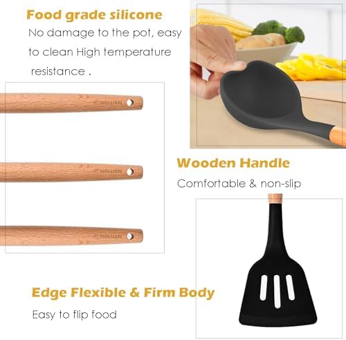Kitchen Utensils. Set of 3, Silicone Cooking Utensils Set