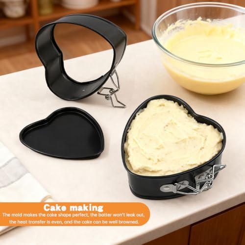 4 Inch Heart Springform Pans, Set of 4 Nonstick Mini Cheesecake Cake