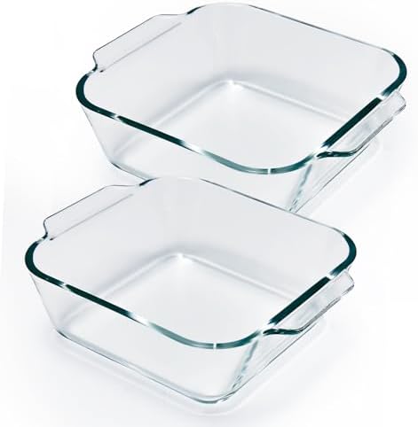 6"x6" Baking Pan, Square Baking Dishes 2 Pack Glass Bakeware Dish For