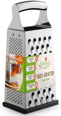Spring Chef Stainless Steel Cheese Grater, Large Box Grater for