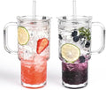 17oz Glass Tumbler with Handle & Lid – 2-Pack Iced Coffee Cups with