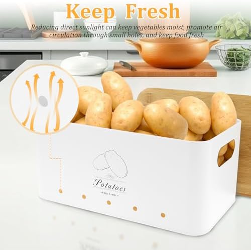 3 Pcs Onion Garlic Potato Storage Box Set, Carbon Steel Potato Onion