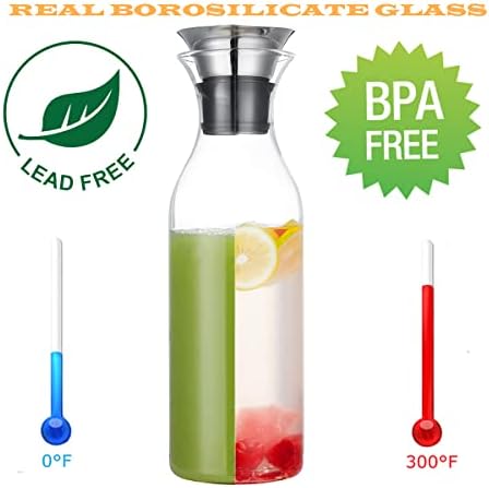 Karafu 50 Ounces/1.5 Liter Glass Carafe with Lid, Borosilicate Glass