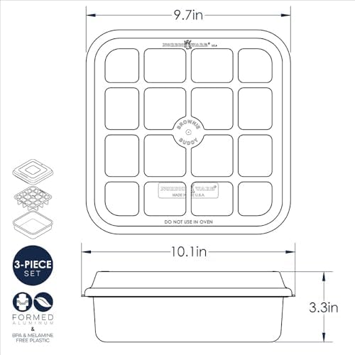 Nordic Ware Brownie Buddy Kit, 9-Inch Square Pan with Plastic Slicer