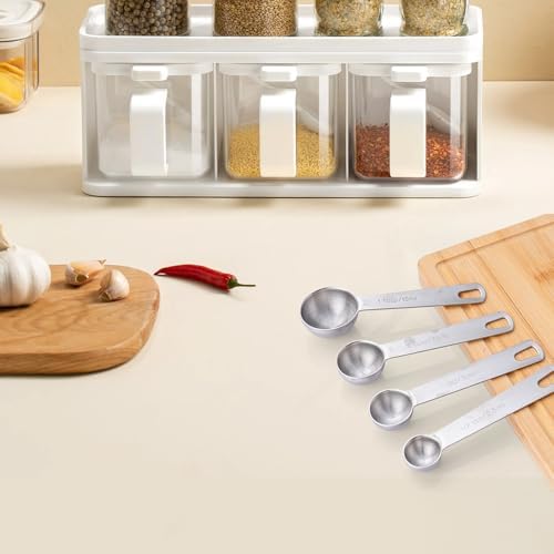 Stainless Steel Measuring Spoons Set, Dual-Scale Metric & US