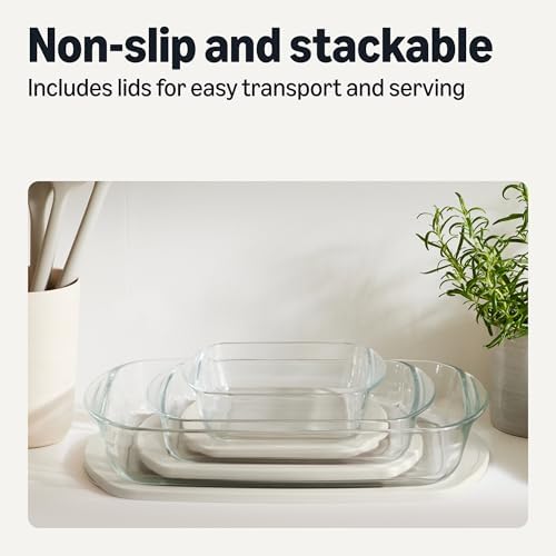Amazon Basics 6-Piece Glass Baking Dishes with Lids