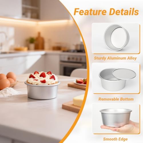 Beasea 6 Inch Round Cake Pan Set of 2, Nonstick Aluminum Alloy