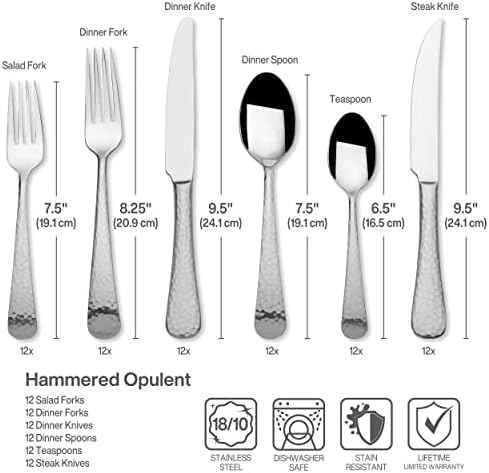 Mikasa Hammered Opulence Silverware Set for 12, 75-Piece 18/10