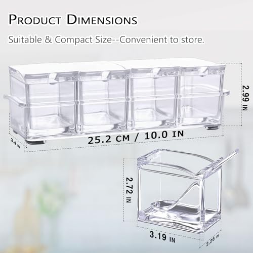 Clear Seasoning Box,V-Resourcing 4 Pieces Clear Seasoning Storage